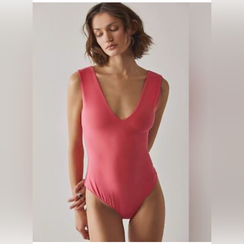 Free People Keep It Sleek Bodysuit Electropop Pink size S